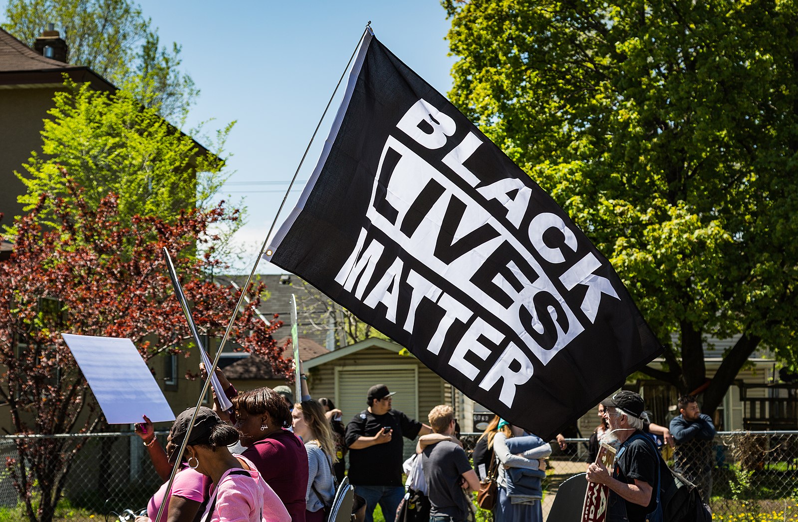 Black Lives Matter flag at the 2017 Minneapolis MayDay Parade